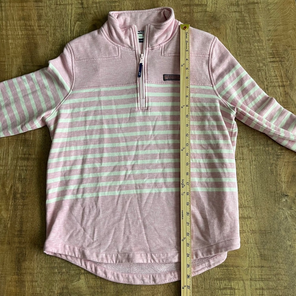 Vineyard Vines Womens Pink Striped Shep Shirt Quarter Zip Pullover Size M - Picture 6 of 8